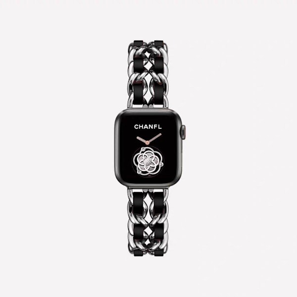 Urrem til Apple Watch iWatch 38/40/41/ 10. generation 42mm sølv med sort