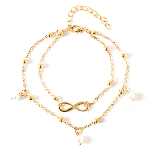Anklets Ankle Bracelets Chain Barefoot Beach Foot Jewelry Fashion Pearl 8-Word Alloy Plating Gold