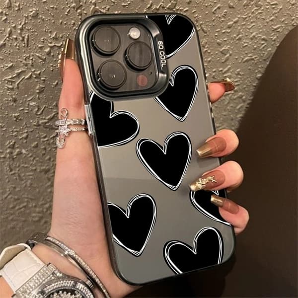 Etui til iPhone 17 Pro Laser Grå Hjerte 1H289P1