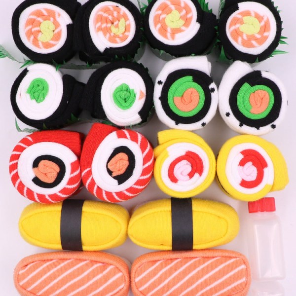 Trendiga 3D- printed Vuxna strumpor för män och damer Sushi Knähöga Sportstrumpor 3 par 3 pairs in box Average Size