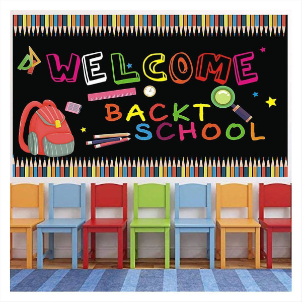 FXJHF 01 180 X 106CM Welocme Back To School Backdrop Första dagen O