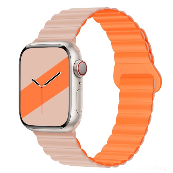 Kellon ranneke Apple Watch iWatch 42mm-49mm musta laatikko pinkki hiekka oranssilla