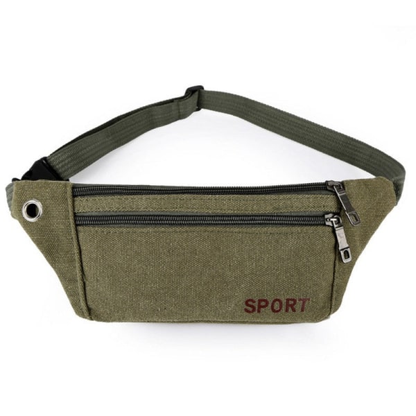 Fanny Pack Running Belt Waist Bag Organizer Outdoor Canvas Sports Green