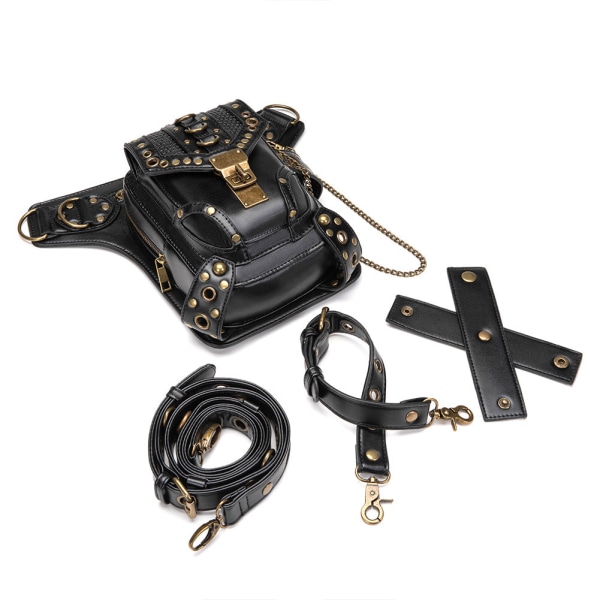 Steampunk Retro midjeveske for kvinner, utsøkt Rivet Skulder Messenger Bag HG134 14-inch