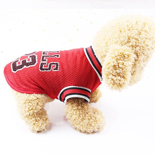 Hunde Katt Klær Sommer Basketball VM Fotball Vest Red M