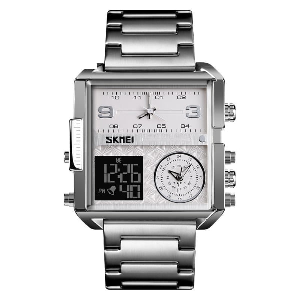 Herreure Sports Multi-Function Square Watch Gave Silver