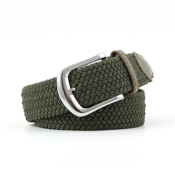Dambälten Herr canvasbälte Stretchvävt läderbälte Mode Casual Elastiskt byxbälte unisex Army Green 107x3.3cm