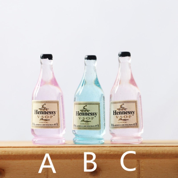 Miniatyrmøbler Leketøy Dukkehus DIY-dekorasjonstilbehør Mini drikkeflaske klar fruktvin Wine A