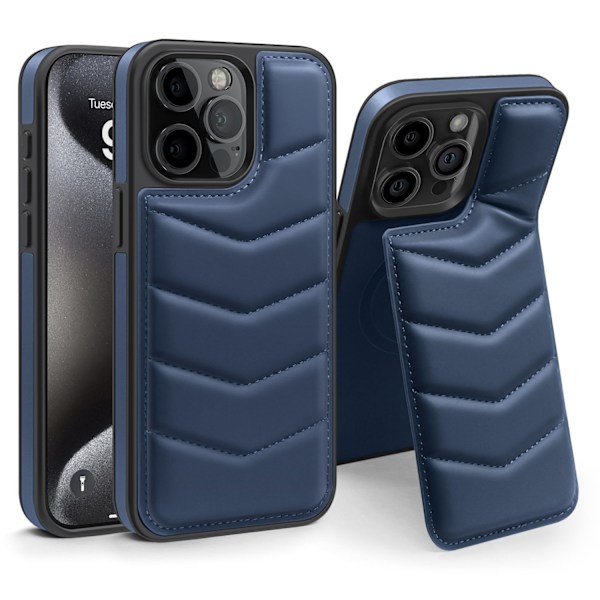 Fodral för iPhone 14 kungsblå Lycra nedfällbar osynlig hållare magnetisk korthållare