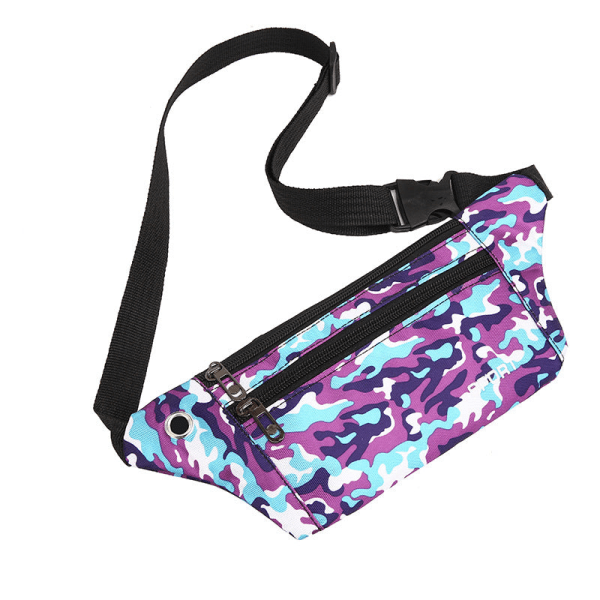 Miehet naiset Fanny Pack vyölaukku Muoti Urheilu Naisten Kevät Naamio Juoksu Matkapuhelin Tulostus Monikerroksinen Camouflage purple