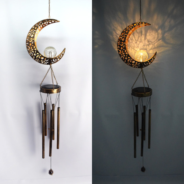 Wind Chimes Solar Courtyard Moon Utomhus Iron Hollow Moon wind chimes