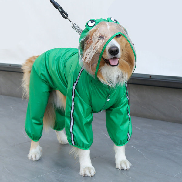 Lemmikkieläinten vaatteet Nelijalkainen sadetakki ulkokäyttöön, vedenpitävät tarvikkeet Green Frog 6xl