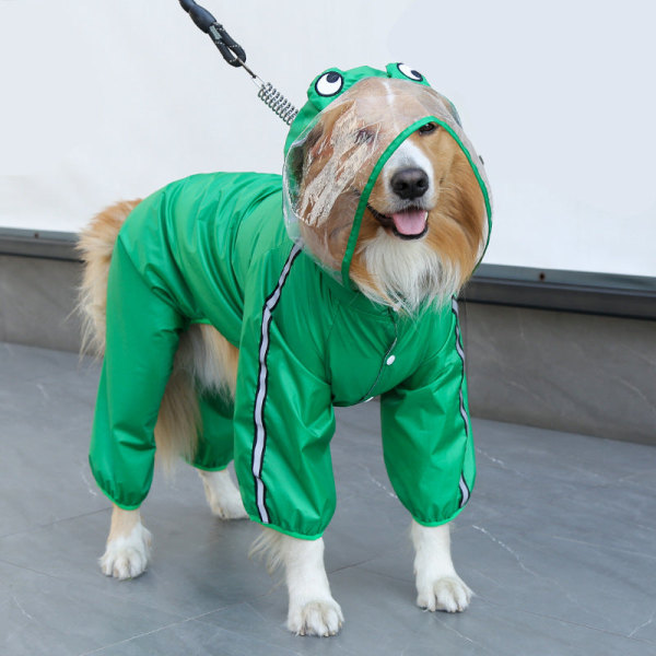 Pet Clothes Four-Legged Raincoat Outdoor Waterproof Supplies Green Frog 6xl