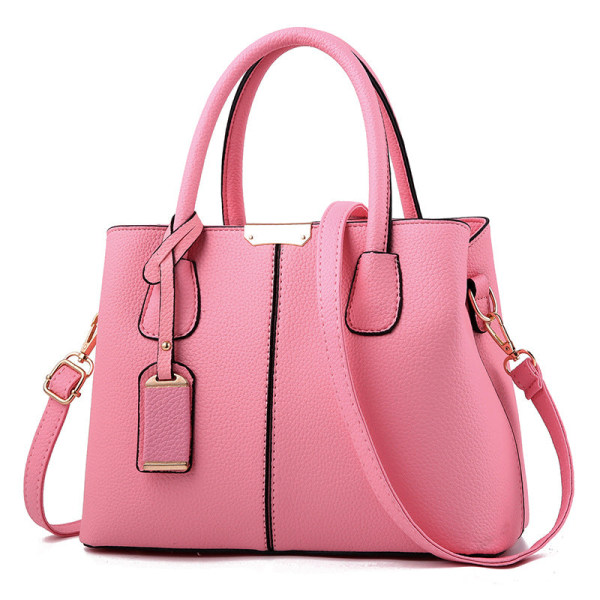 Naisten naisten käsilaukku Yksinkertainen litsikuvioinen muotikäsilaukku olkapää Crossbody Pink