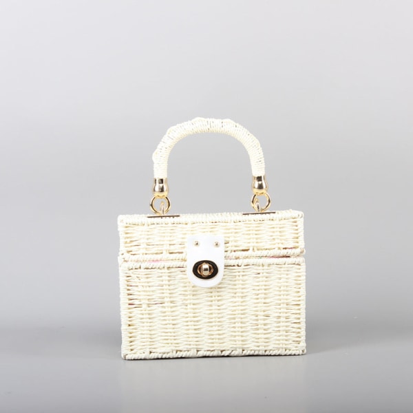 Kvinder Dame Håndtaske Straw Bag Bærbar Small Box Bag Crossbody Taske Japan og Sydkorea Beige