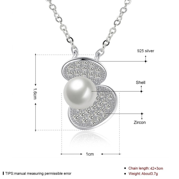 Elegant kvinner halskjede S925 sterling sølv Shell Pearl Diamond