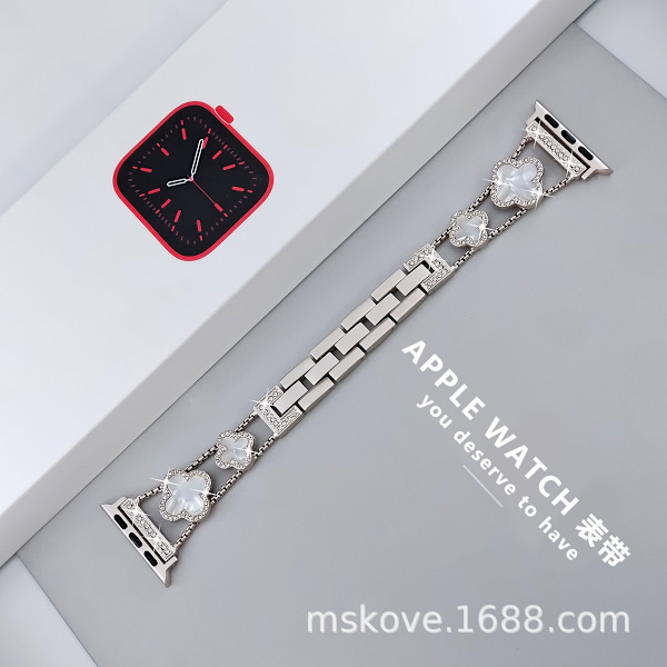 Klockarmband för Apple Watch iWatch 38/40/41mm -9 generationer Stjärnljus + Vitt Skal