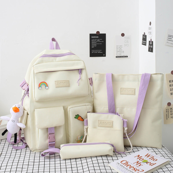 1 kpl Kouluopiskelijareppu College Bookbag Matkalaukku Neliosainen Set Tytölle Monitaskuinen Suuri kapasiteetti Pink single bag