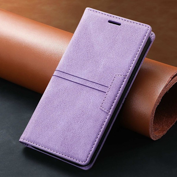 Fodral för iPhone 14plus lila multifunktionell magnetisk sug flip serie läder
