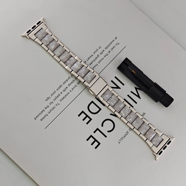 Urrem til Apple Watch iWatch 38-40-41MM Stjerneskær + Flash Hvid Resin