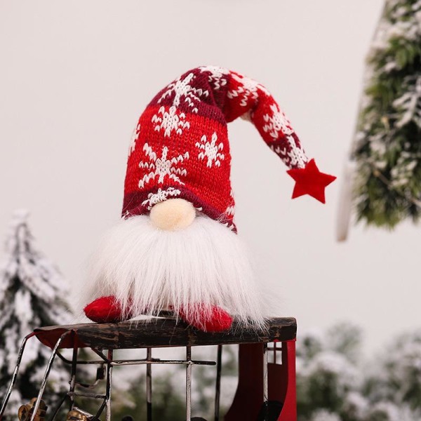 Santa Gnome juledekoration med stjernehat Rudolph tegneserie plysdukke glødende Red Medium-short leg