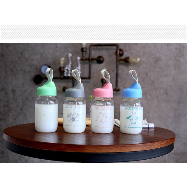 Drikkeflaske for barn søt for barn kreativt borosilikat bærbart glass 320 ml forseglet type Pink 320ML