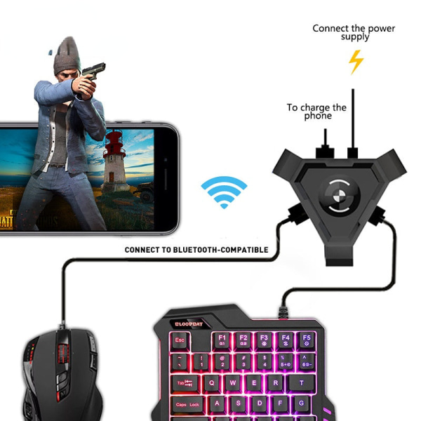 PUBG Gaming Gadget Throne Keyboard Mouse Converter Jesus Survival Assistance til Android iPhone Black (NS/PS4/Xbox one)