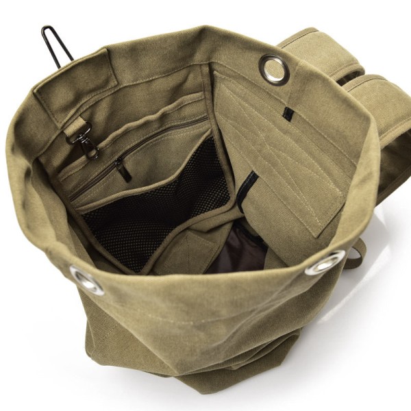 Rygsæk Outdoor Travel Sports Trend Canvas til mænd skuldertaske Upgraded khaki large