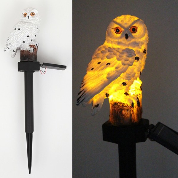 solenergi verandalys, Owl Garden Solar Lights, Solcelledrevet LED-lampe utendørs, dekorative vanntette hagestakelys brown body