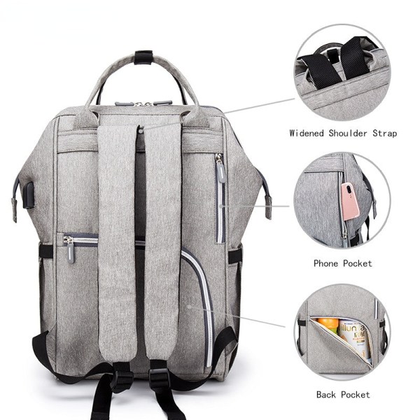 Pusletasker Mommy Bag Multifunktionel rygsæk med stor kapacitet New pine Gray