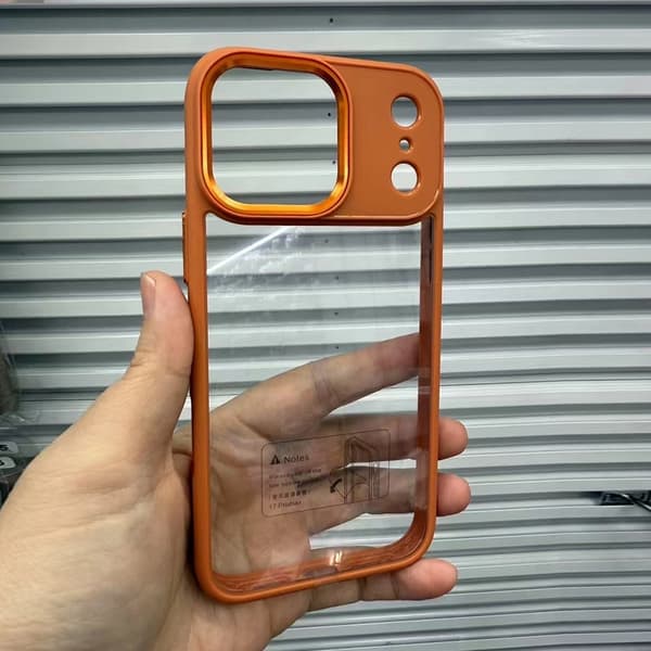 Deksel til iPhone 17 Pro Oransje Metall Linsering Transparent Støtsikker