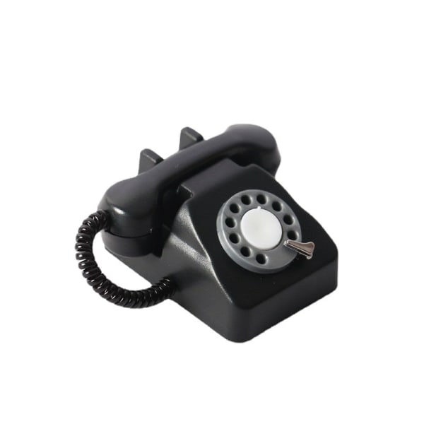 Miniatyr Möbler Leksak Dockor Hus Gör det själv Dekoration Tillbehör Mini Nostalgisk Telefon Black