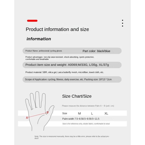 Kvinder Mænd Cykelhandsker Udendørs Sport Solbeskyttelse Skridsikret Åndbar Blue L