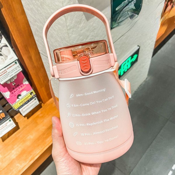 Vanndrikkeflaske for barn Søt for barn Stor kapasitet gradient mage Varmebestandig og bærbar Pink 1000ML