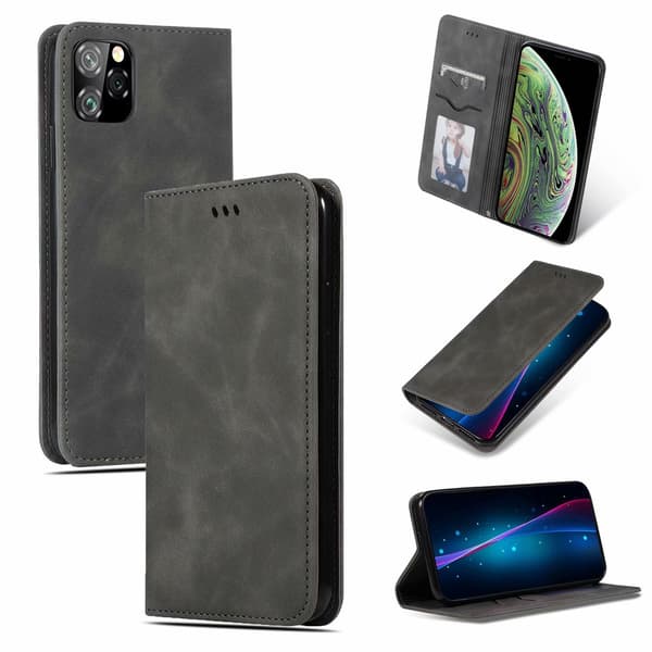 Etui til Samsung S21 PLUS grå Retro læder kort slots flip Grey