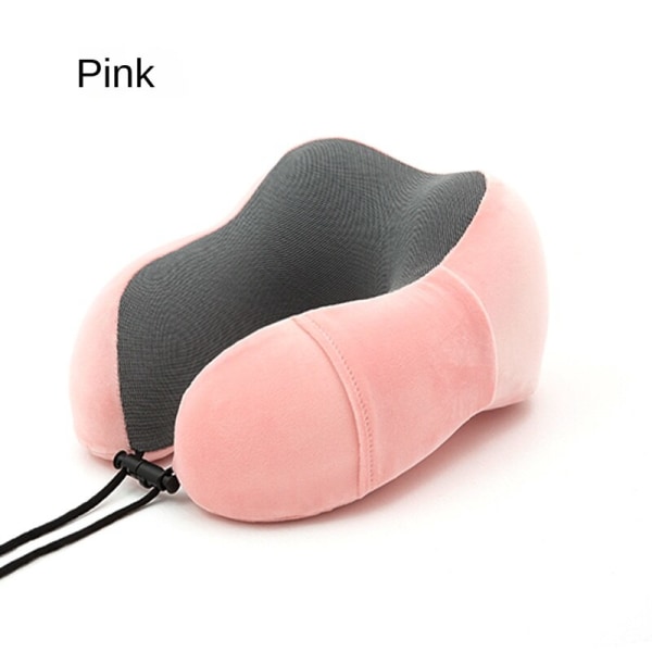 Blød behagelig rejsepude opbevaring nakkepude Magnetisk klud U-formet memoryskum Pink Single neck pillow