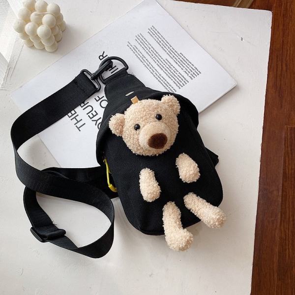 Miehet naiset Fanny Pack Waist Bag Bear japanilainen naisten kangas Crossbody naisten olkapää Black