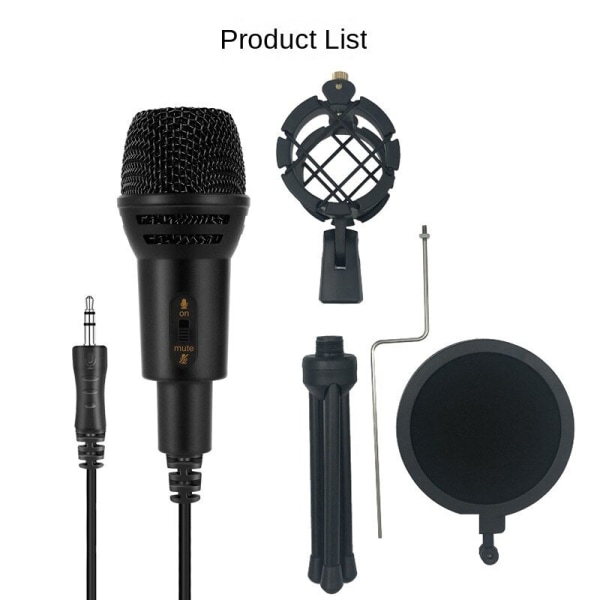 Karaoke-langallinen USB kondensaattorimikrofoni verkkosuoraan lähetykseen  Pöytätietokoneen pöytämikrofoni jalustalla ainutlaatuiseen käyttöön Black  b2a8 | Black | Fyndiq