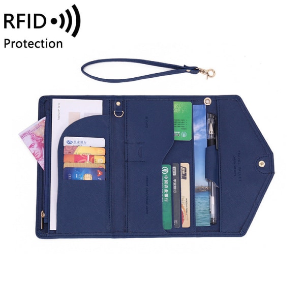 Kvinner lommebok myntveske Tri-Fold Passport Case RFID Passport Jacket Multi-Function Travel Coffee