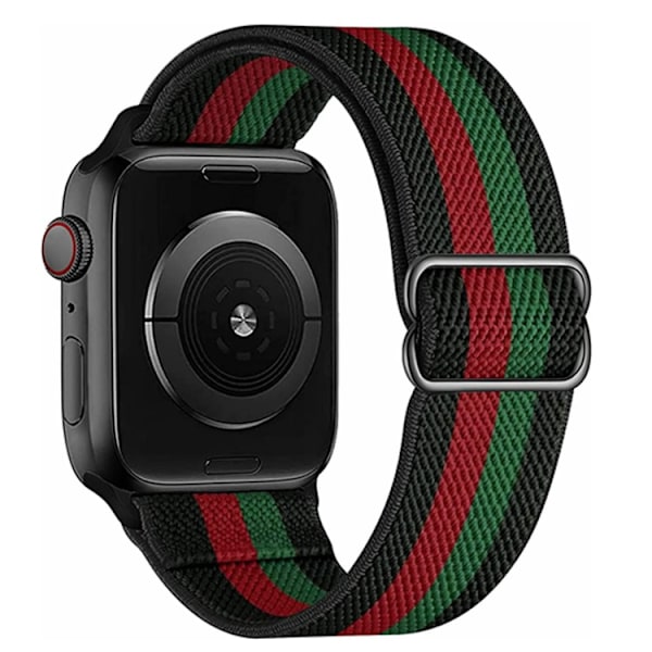 Urrem til Apple Watch iWatch 20 mm bredde nr. 10 sort rød grøn sort