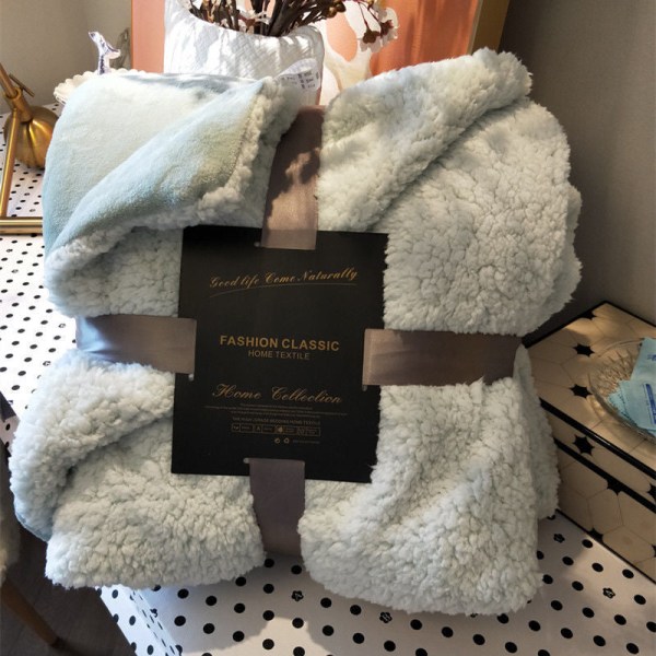 Uldtæppe Tæppe Tæppe Dobbeltlags fortykket tæppe Dyne Coral Fleece Kontorluretæppe Matcha green 120*200cm