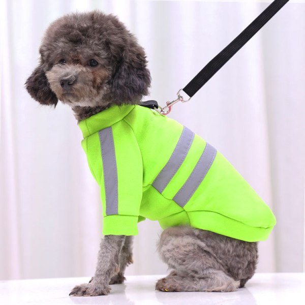 Kjæledyrklær Nattlysreflekterende hettegenser Walking Dog Safety Fleece Fluorescent Green xs