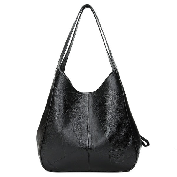 Kvinnor Damhandväska Kvinnliga Väskor Vintage mjukt läderaxel Bärbar tygväska Black