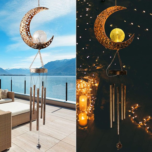 Wind Chimes Solar Courtyard Moon Utomhus Iron Hollow Moon wind chimes