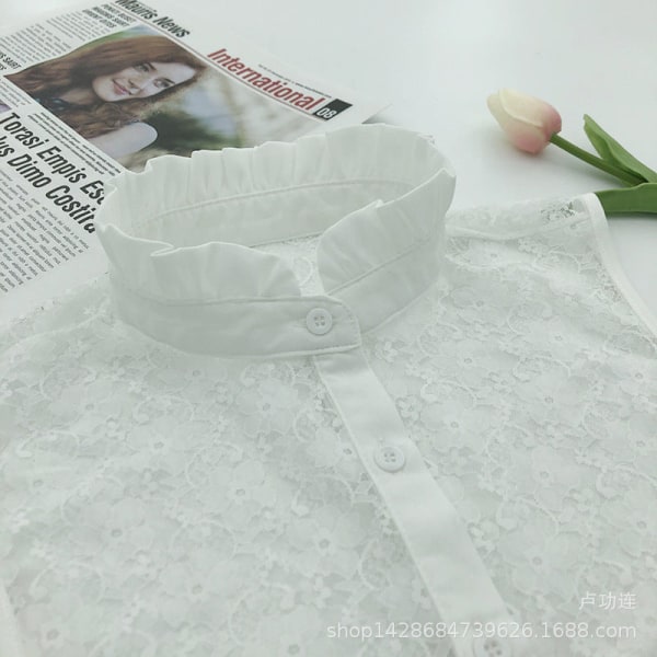 Kvinners falsk krage Avtakbar halv Rhinestone skjorte Vinterhvit dekorasjon 30*30 White