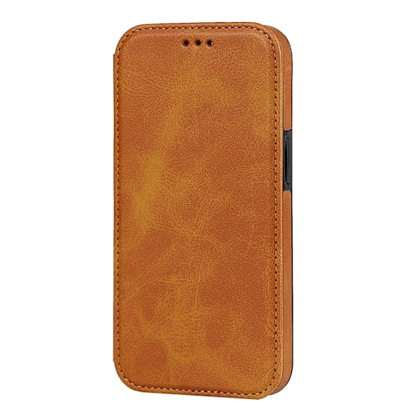 Kotelo iPhone 14 Pro:lle 174 Khaki-läppäkorttipaikka, suojaava nahkainen pehmeä reunus