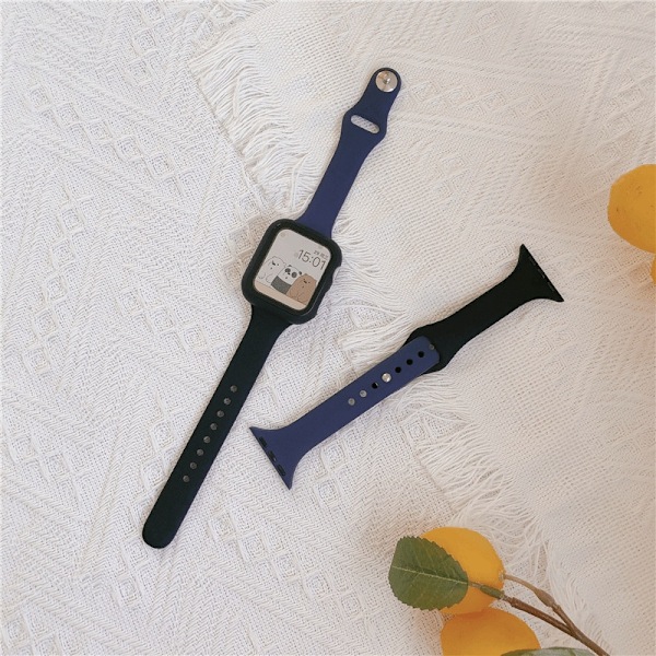 Klockarmband för Apple Watch iWatch 41mm S7/S8 Small S-Svart + Mörkblå + Svart Skärmskydd