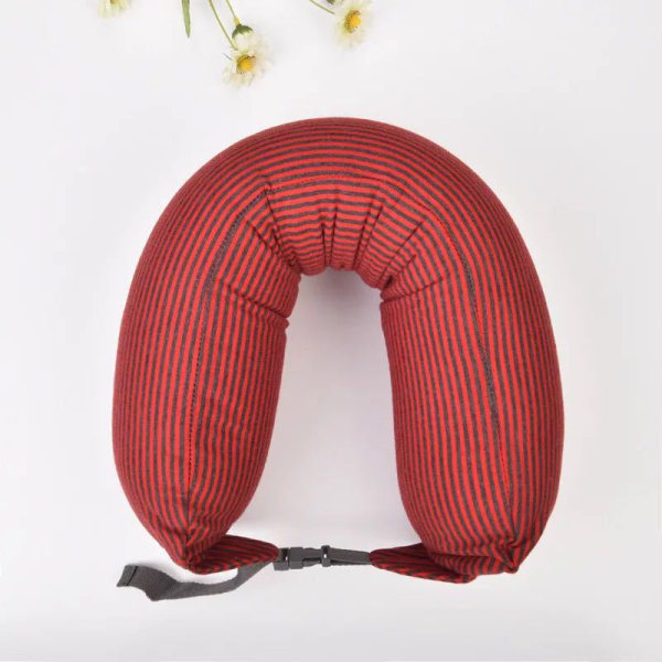 Myk komfortabel reisepute Japansk stil skumpartikler U-formet livmorhalspute Red and gray stripes