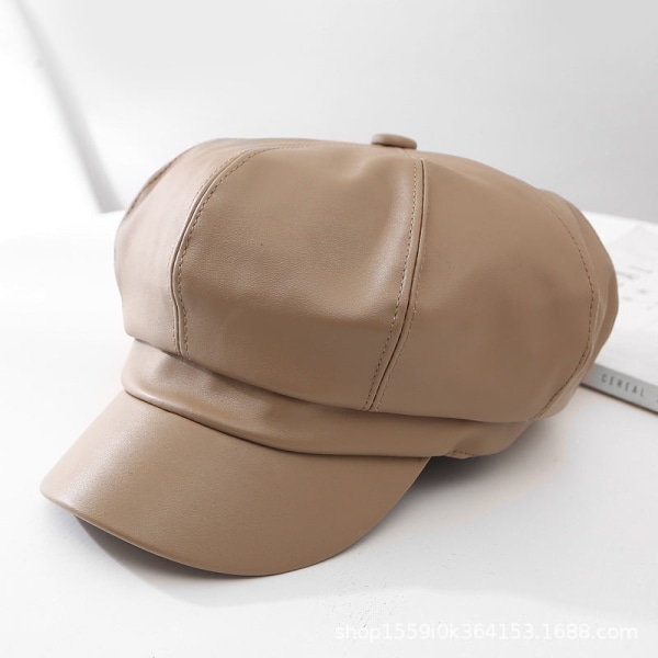 Cap 2022 syksyinen talvi nahka casual yksivärinen Beige 54-58cm