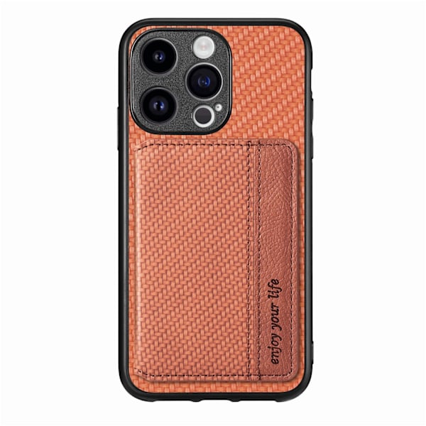 Etui til iPhone 15 Plus brun kortholder anti tyveri swiping